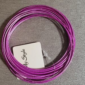 Purple Metal Bangle Bracelet Stack